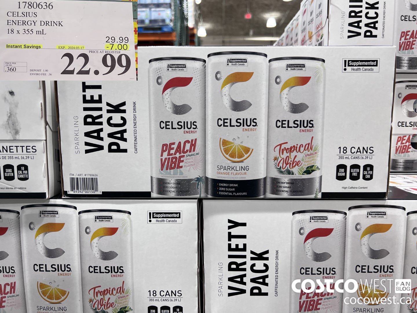 1780636 CELSIUS ENERGY DRINK 18 X 355 ML ($7.00 INSTANT SAVINGS EXPIRES ON 2024-03-17) $22.99