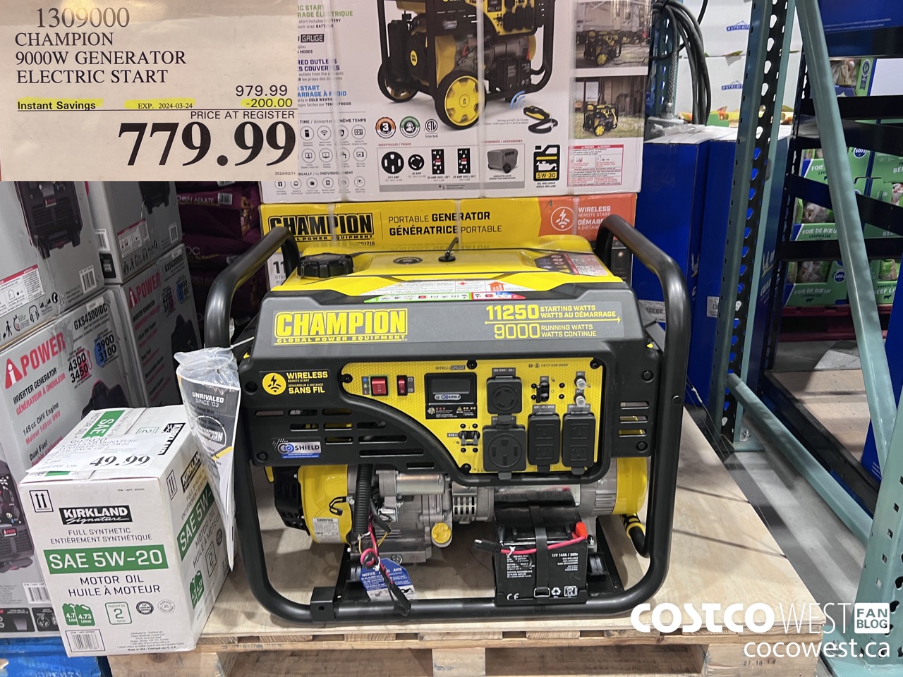 1309000 CHAMPION 9000W GENERATOR ELECTRIC START ($200.00 INSTANT SAVINGS EXPIRES ON 2024-03-24) $779.99
