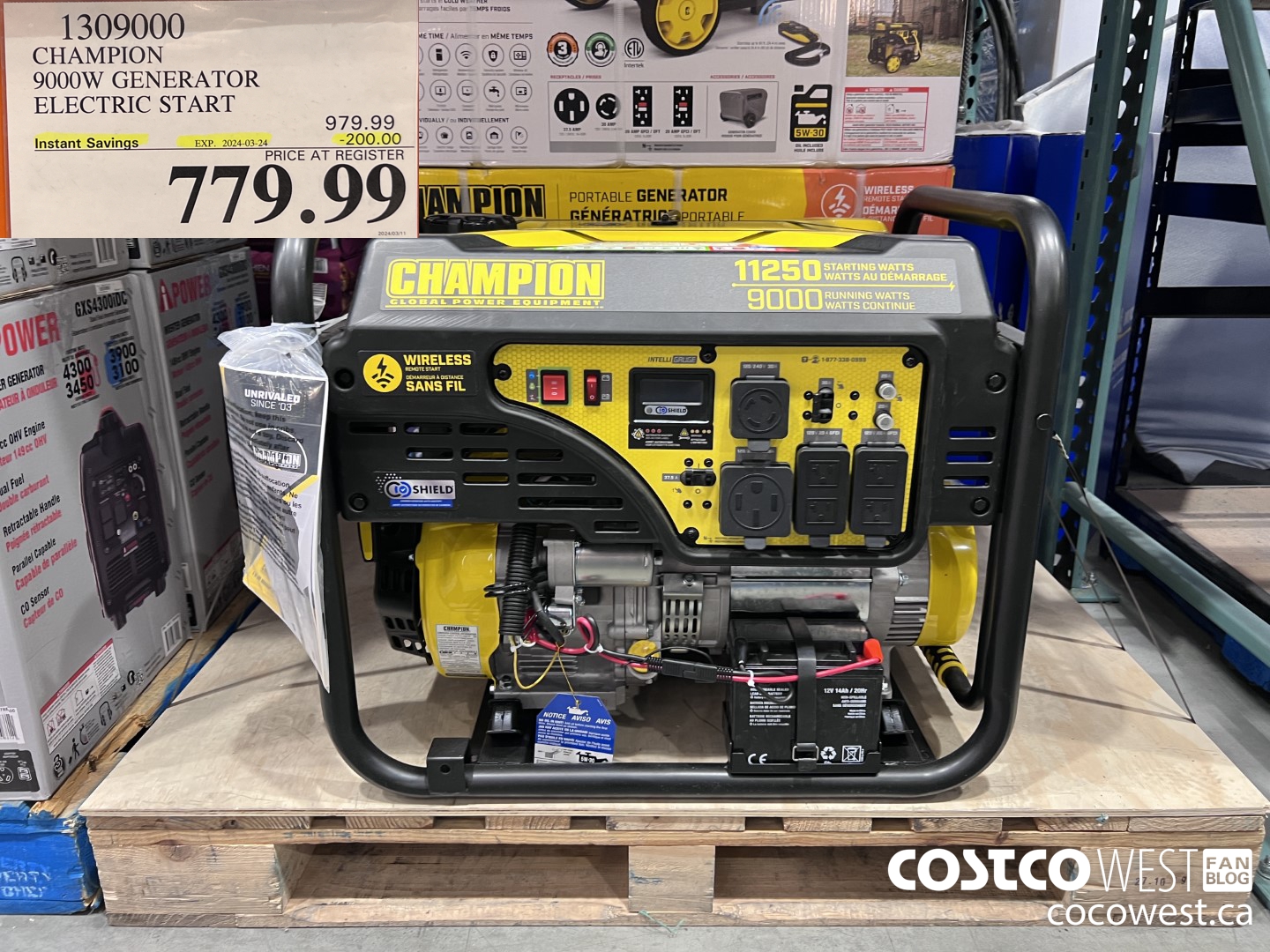 1309000 CHAMPION 9000W GENERATOR ELECTRIC START ($200.00 INSTANT SAVINGS EXPIRES ON 2024-03-24) $779.99