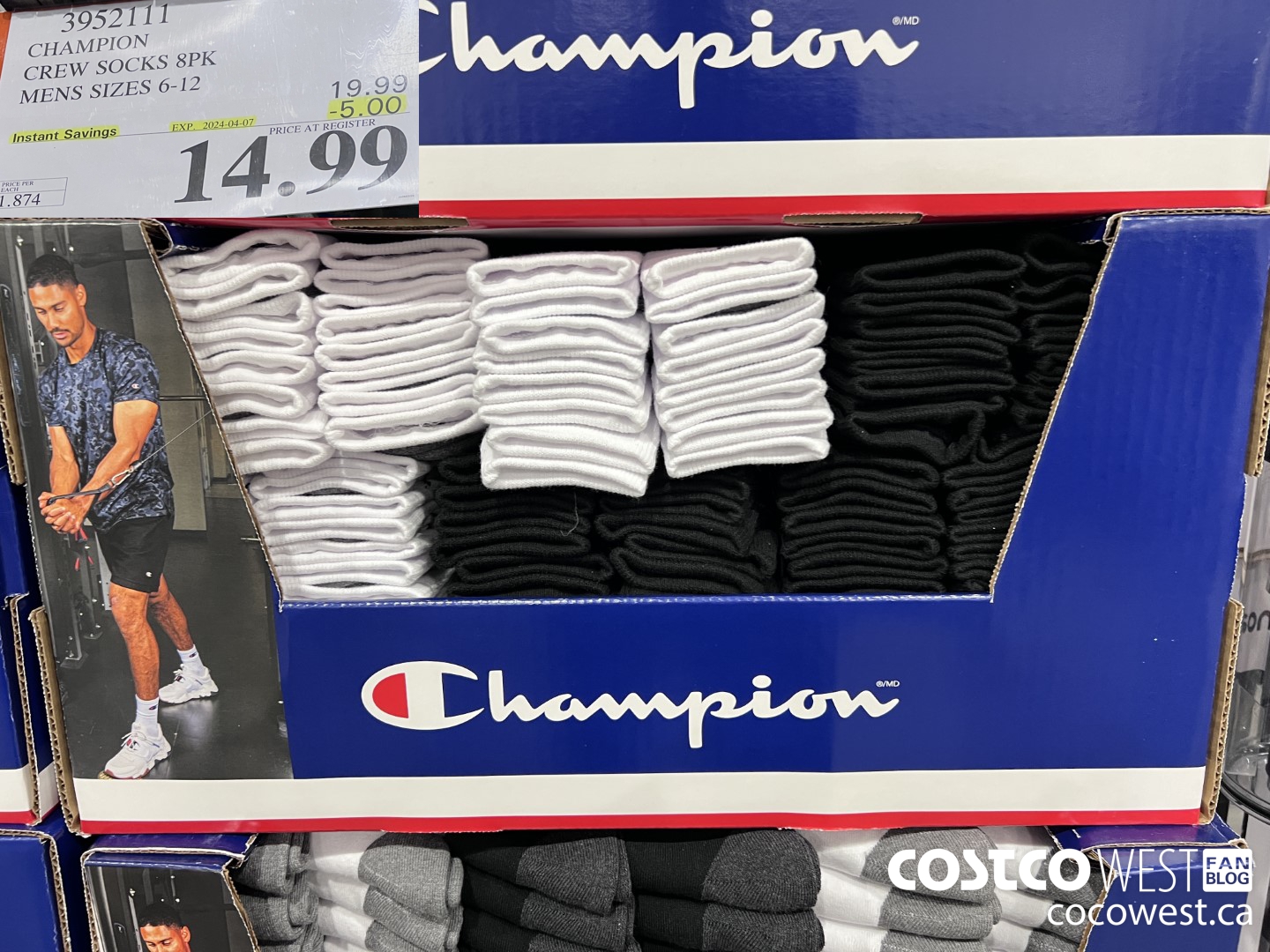 3952111 CHAMPION CREW SOCKS 8PK MENS SIZES 6-12 ($5.00 INSTANT SAVINGS EXPIRES ON 2024-04-07) $14.99