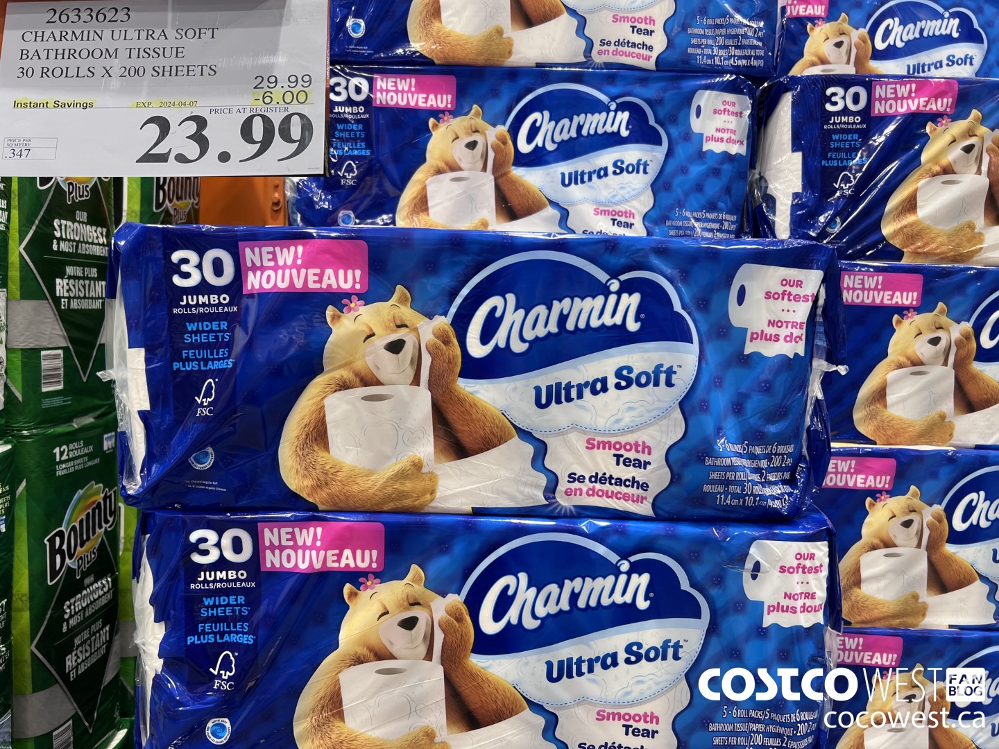 2633623 CHARMIN ULTRA SOFT BATHROOM TISSUE 30 ROLLS X 200 SHEETS ($6.00 INSTANT SAVINGS EXPIRES ON 2024-04-07) $23.99