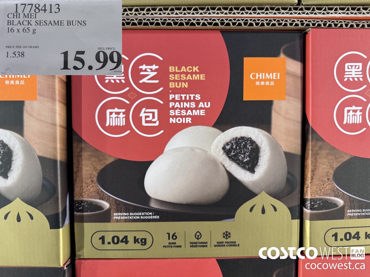 1778413 CHI MEI BLACK SESAME BUNS 16 X 65 G $15.99