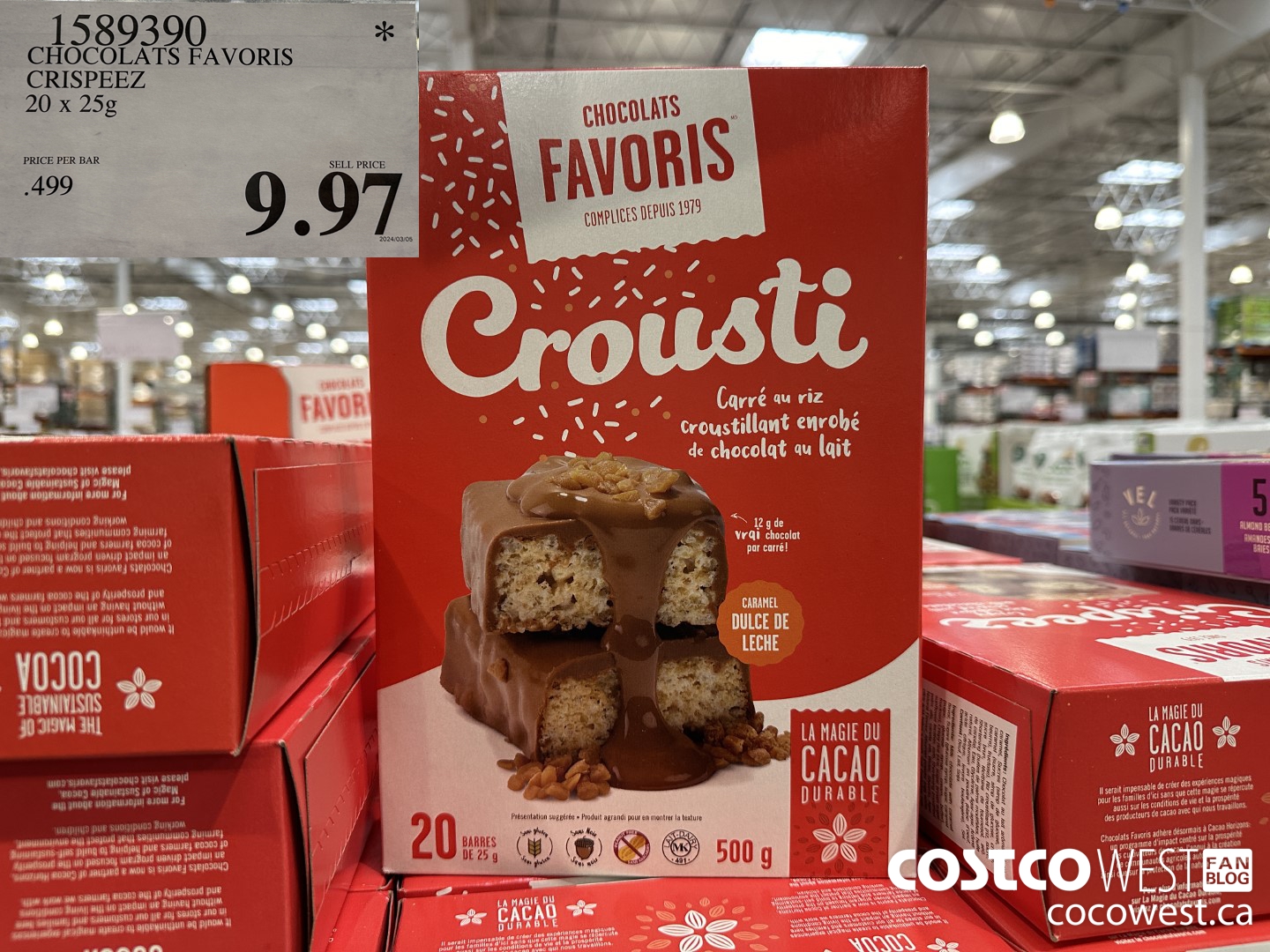 1589390 CHOCOLATS FAVORIS CRISPEEZ 20 x 25g $9.97