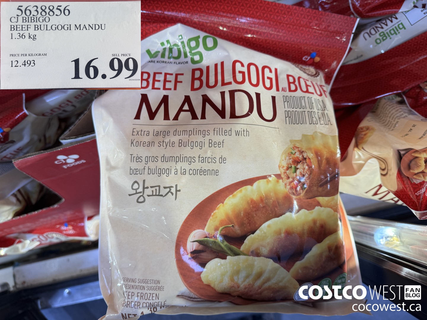 5638856 CJ BIBIGO BEEF BULGOGI MANDU 1.36 kg $16.99
