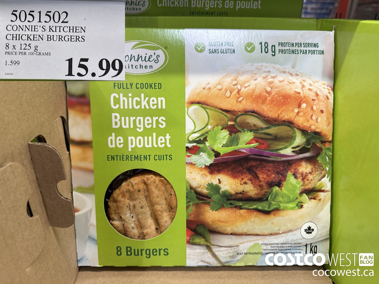 5051502 CONNIE'S KITCHEN CHICKEN BURGERS 8 x 125 g $15.99