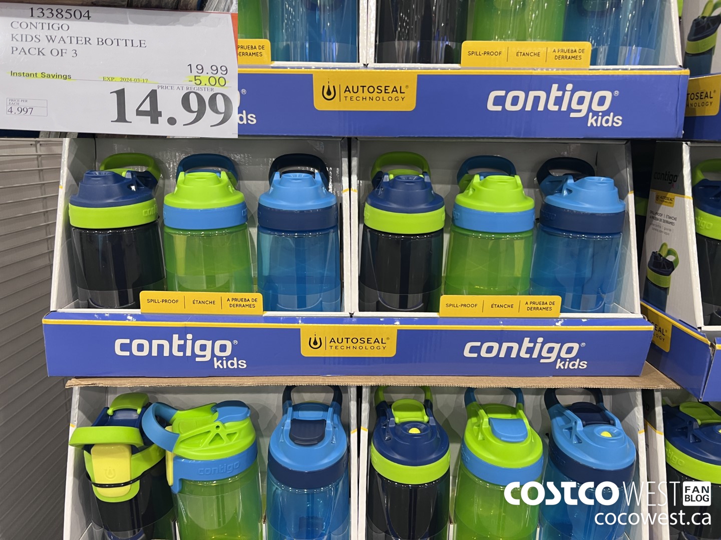 1338504 CONTIGO KIDS WATER BOTTLE PACK OF 3 ($5.00 INSTANT SAVINGS EXPIRES ON 2024-03-17) $14.99