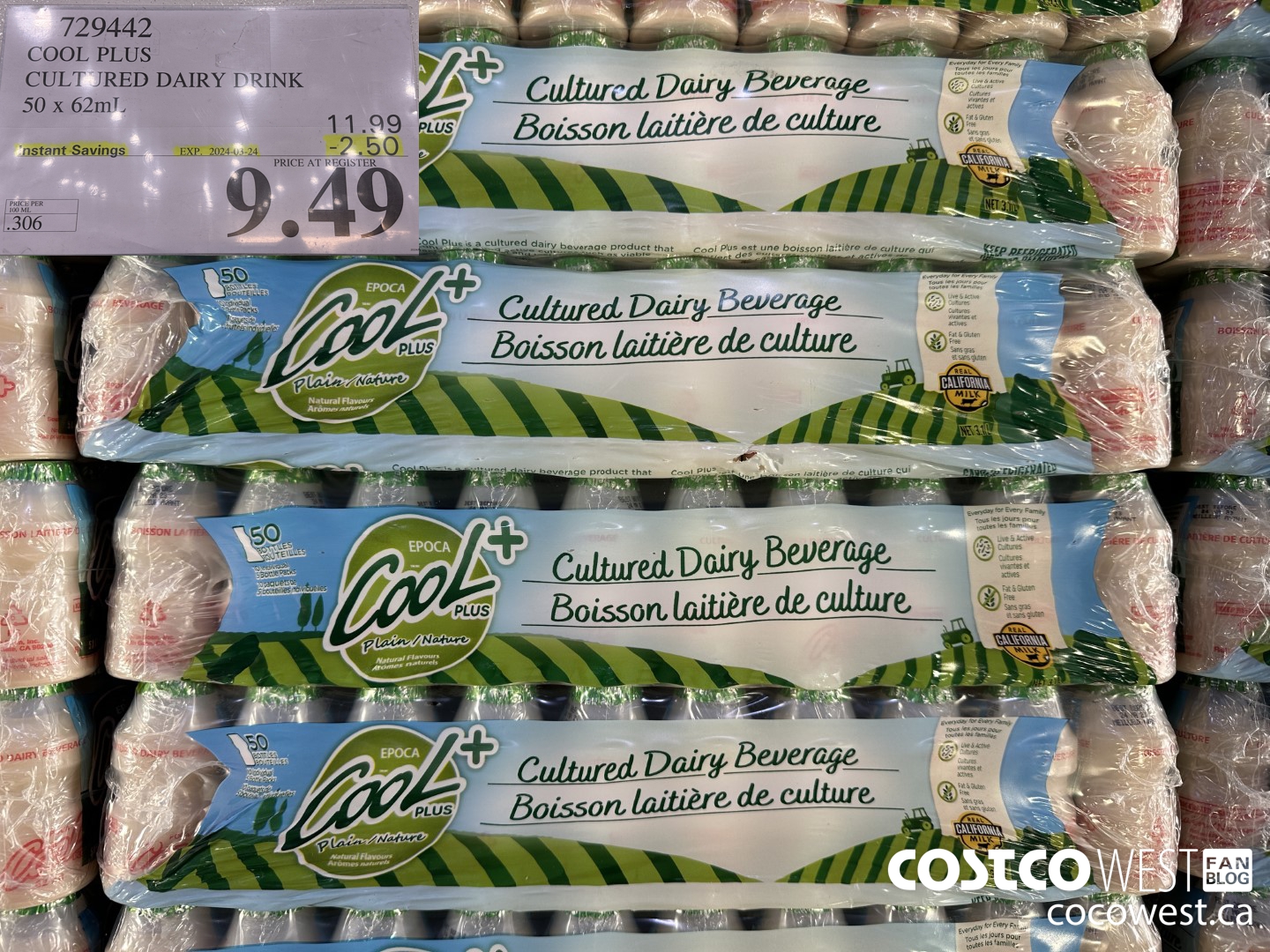729442 COOL PLUS CULTURED DAIRY DRINK 50 x 62mL ($2.50 INSTANT SAVINGS EXPIRES ON 2024-03-24) $9.49