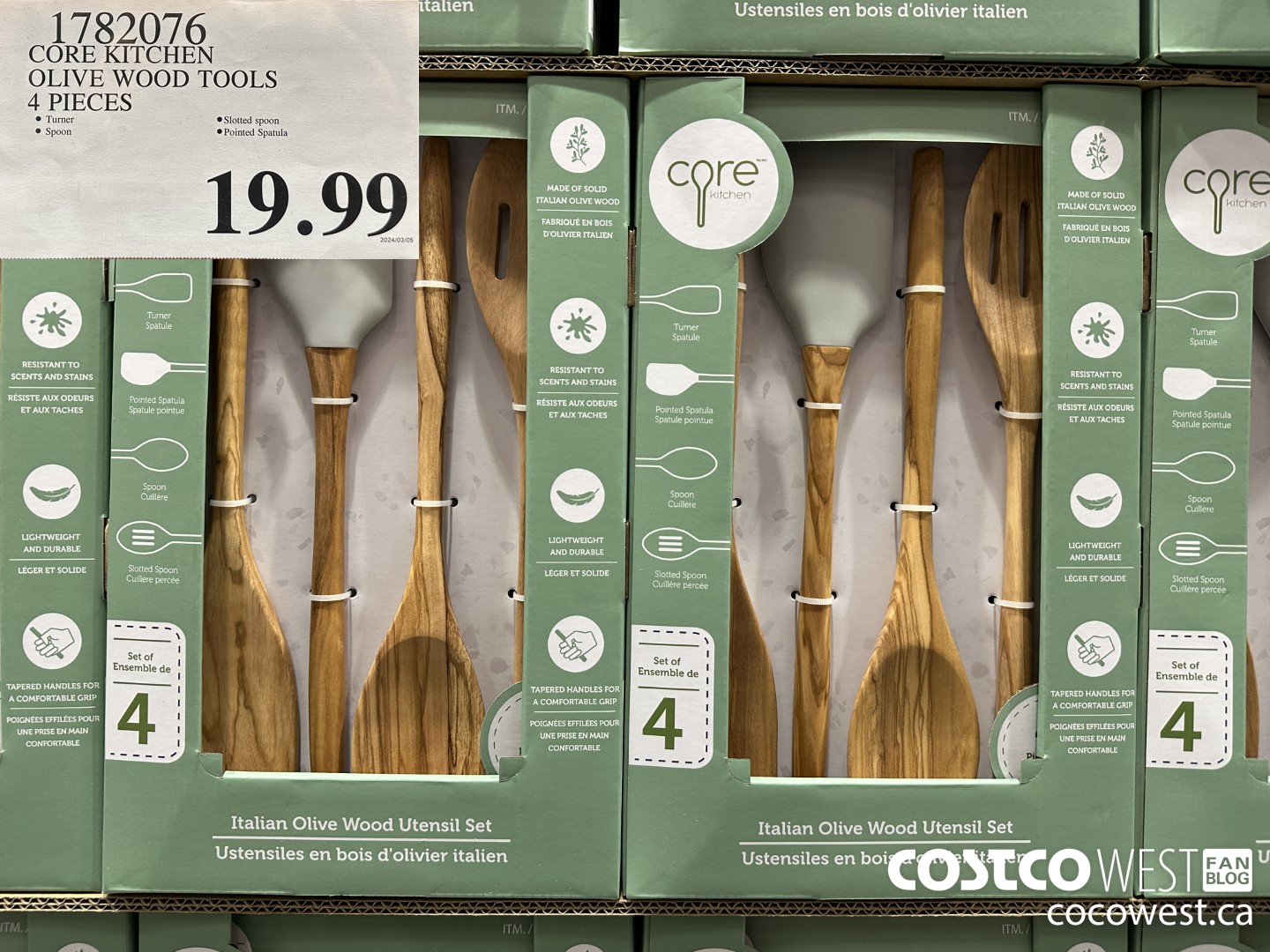 1782076 CORE KITCHEN OLIVE WOOD TOOLS 4 PIECES 8 $19.99
