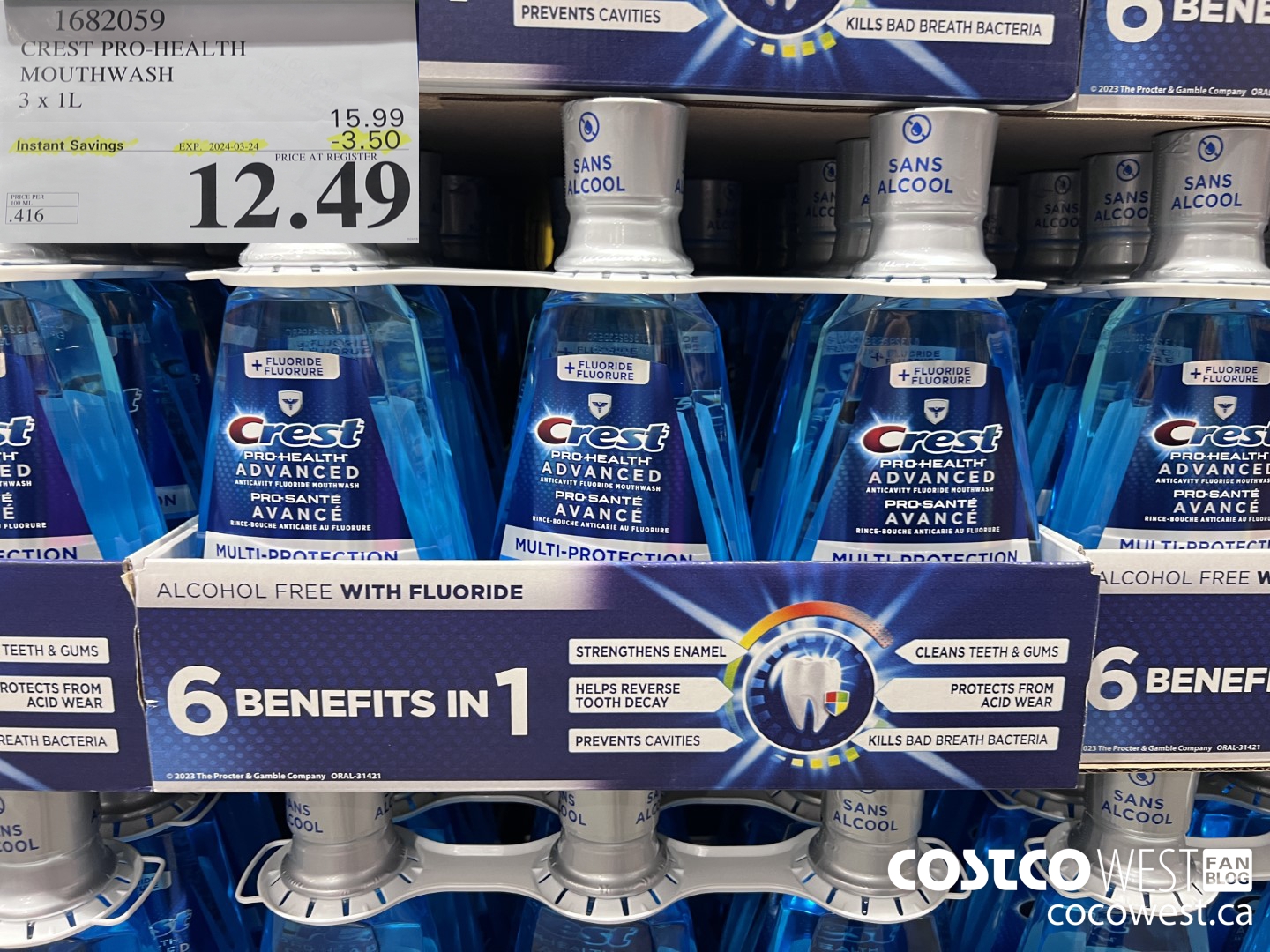 1682059 CREST PRO-HEALTH MOUTHWASH 3 X 1L ($3.50 INSTANT SAVINGS EXPIRES ON 2024-03-24) $12.49