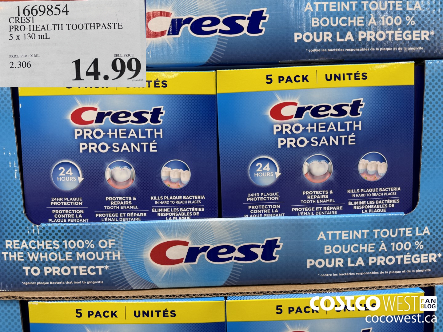 1669854 CREST PRO-HEALTH TOOTHPASTE 5 X 130 ML $14.99