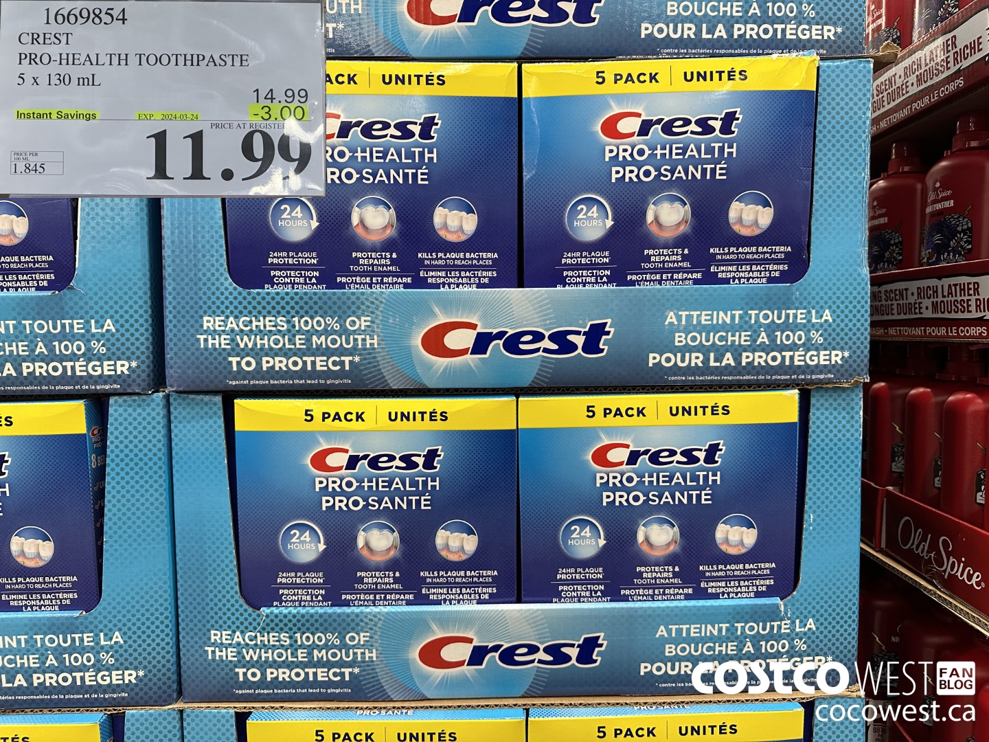 1669854 CREST PRO-HEALTH TOOTHPASTE 5 X 130 ML ($3.00 INSTANT SAVINGS EXPIRES ON 2024-03-24) $11.99