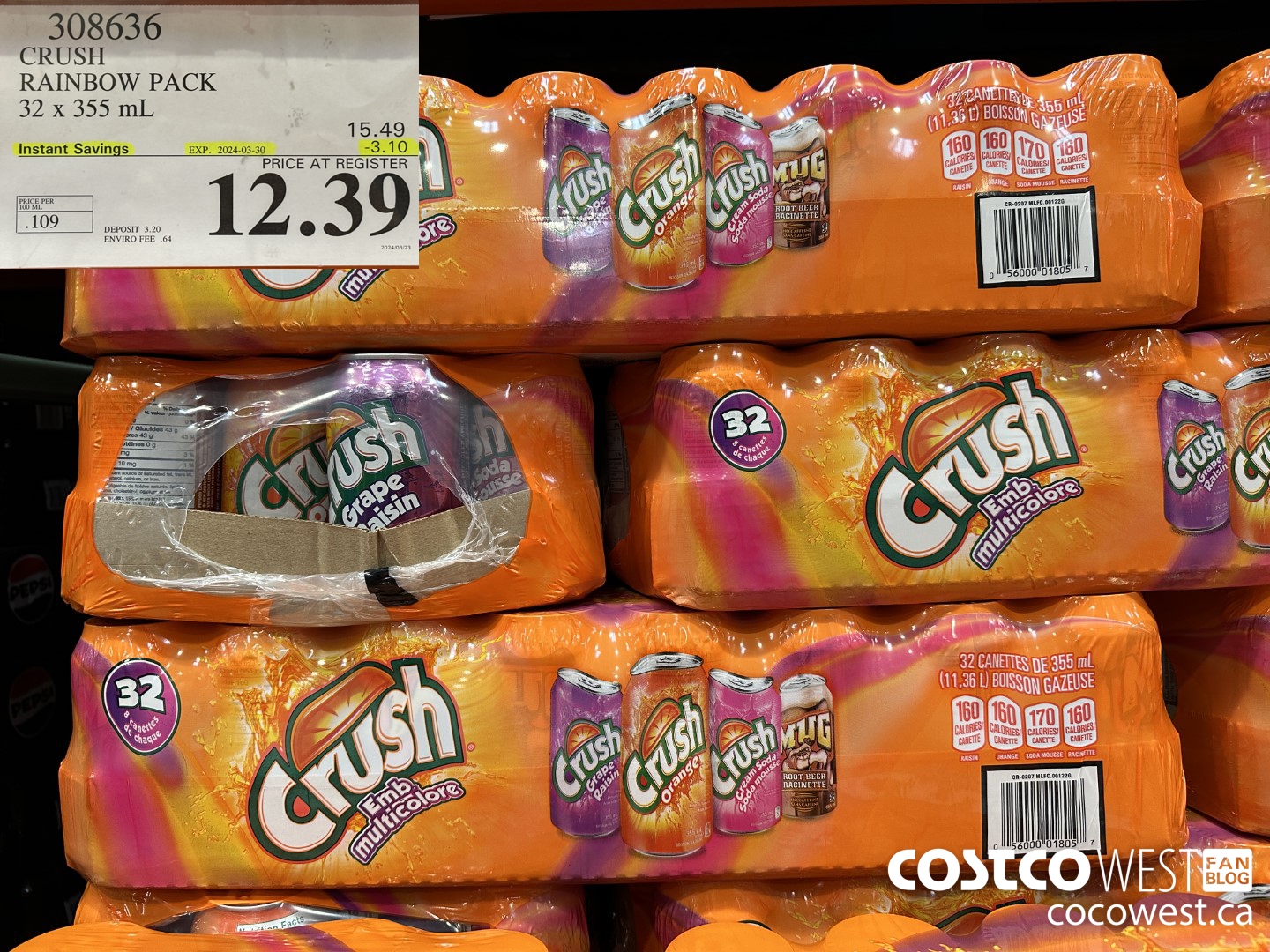 308636 CRUSH RAINBOW PACK 32 X 355 ML ($3.10 INSTANT SAVINGS EXPIRES ON 2024-03-30) $12.39