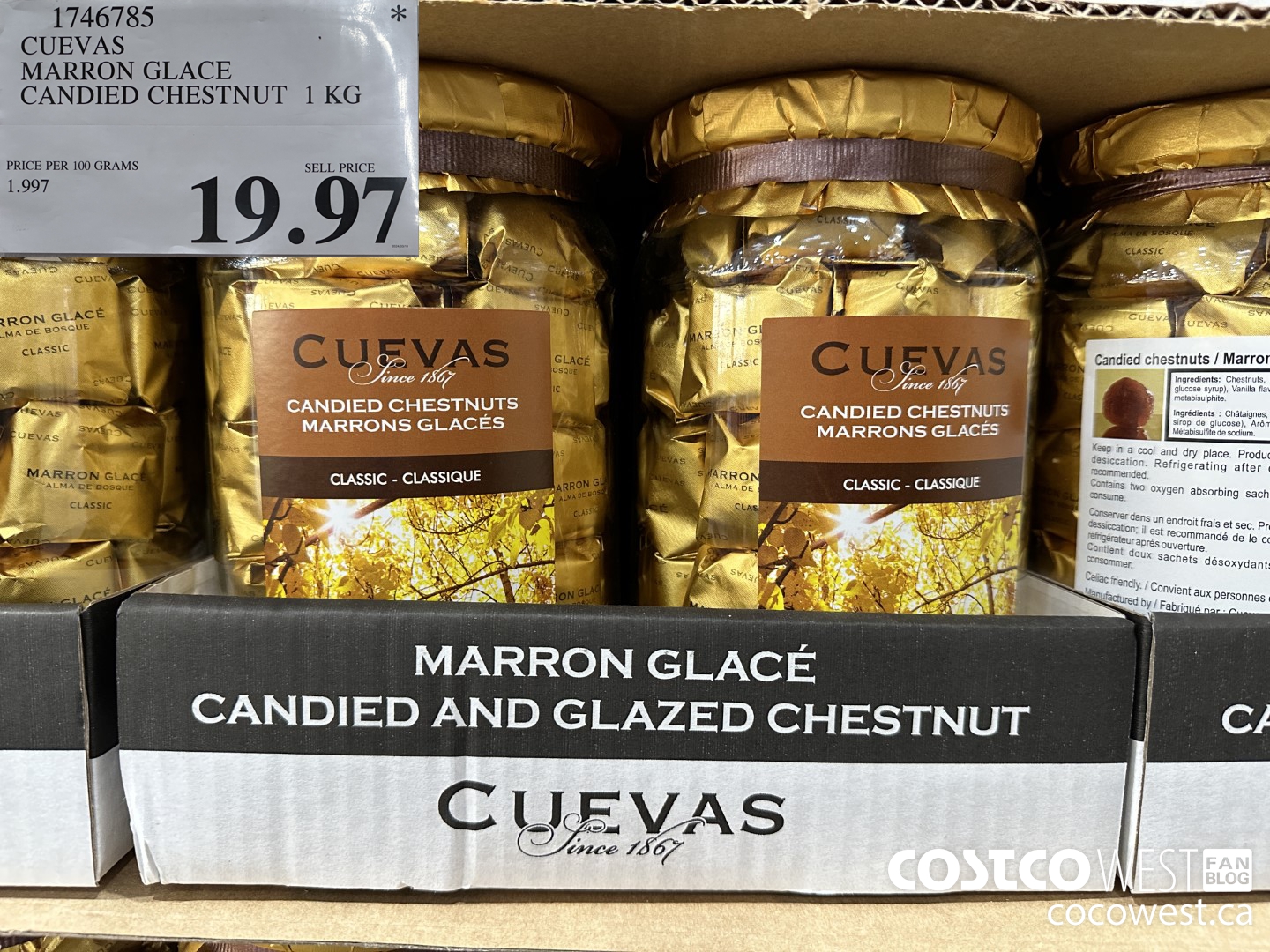 1746785 CUEVAS MARRON GLACE CANDIED CHESTNUT 1 KG $19.97