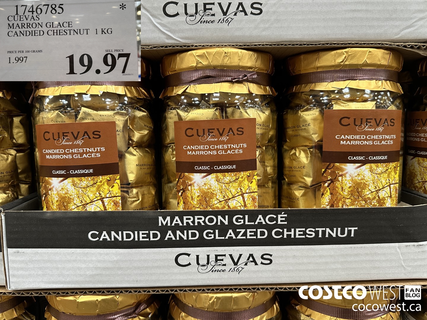 1746785 CUEVAS MARRON GLACE CANDIED CHESTNUT 1 KG $19.97