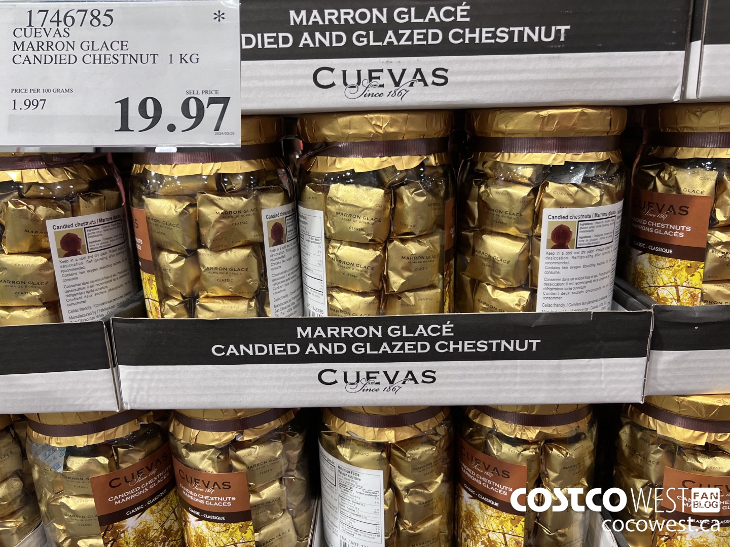 1746785 CUEVAS MARRON GLACE CANDIED CHESTNUT 1 KG $19.97