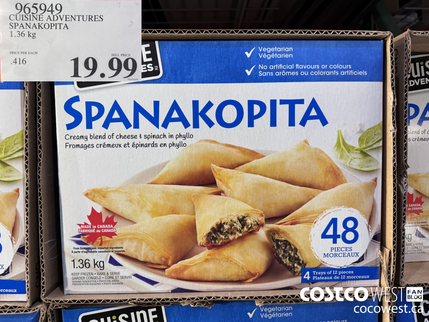 965949 CUISINE ADVENTURES SPANAKOPITA 1.36 kg $19.99