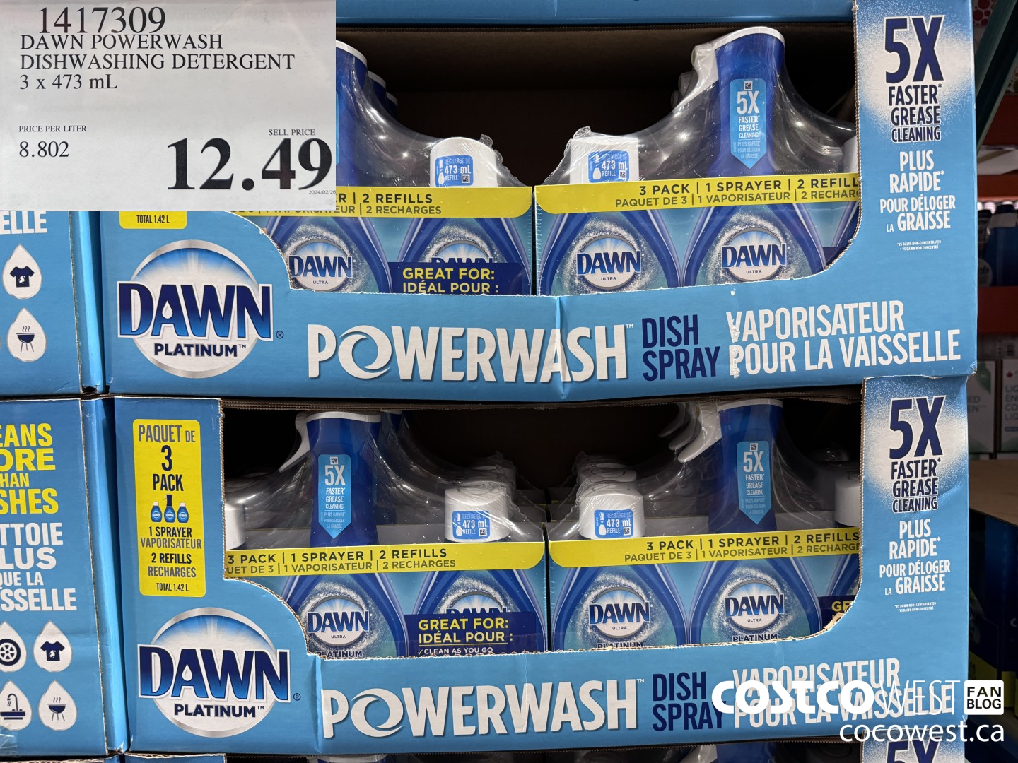 1417309 DAWN POWERWASH DISHWASHING DETERGENT 3 x 473 mL $12.49