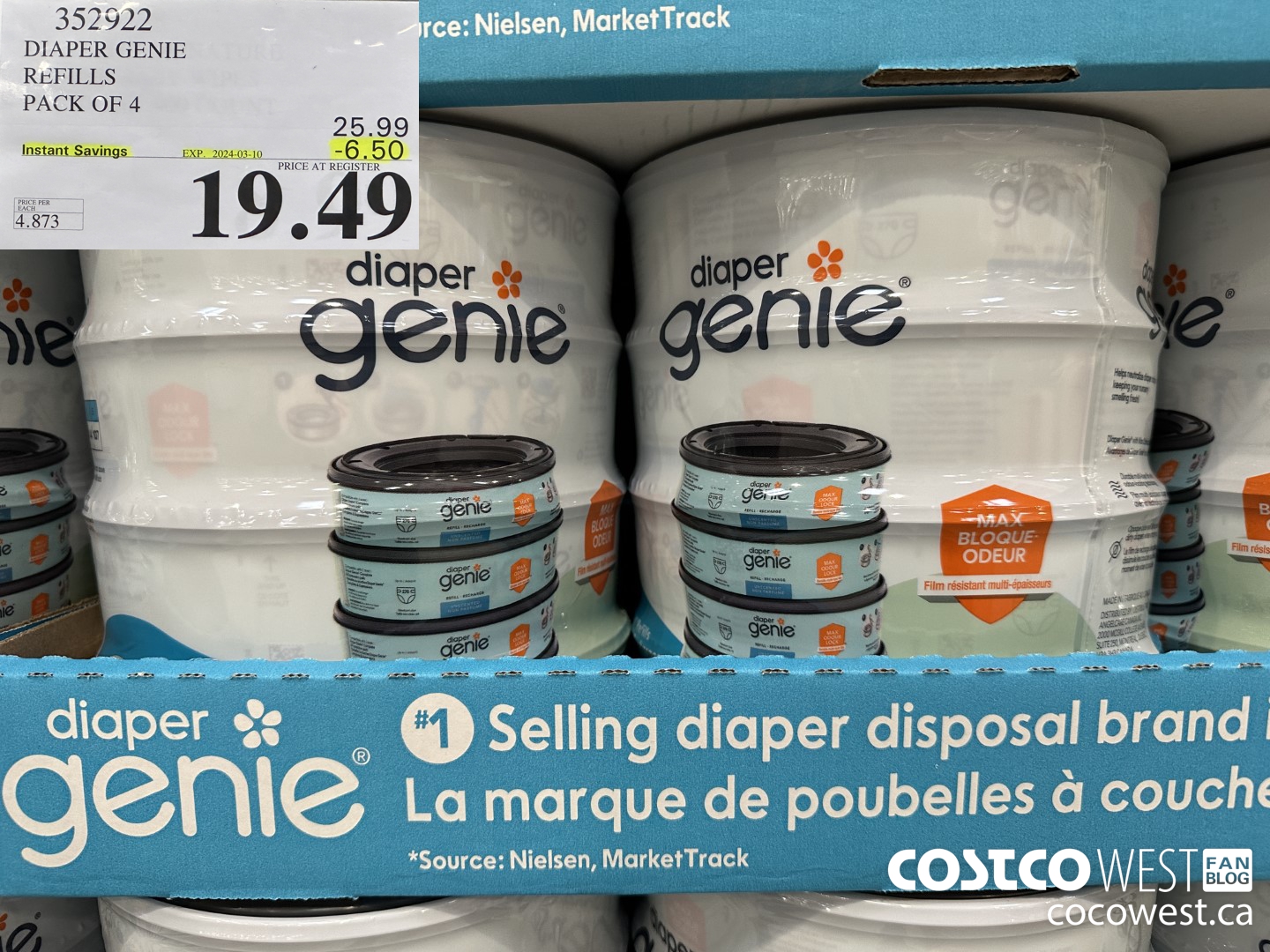 352922 DIAPER GENIE ELITE REFILLS PACK OF 4 ($6.50 INSTANT SAVINGS EXPIRES ON 2024-03-10) $19.49