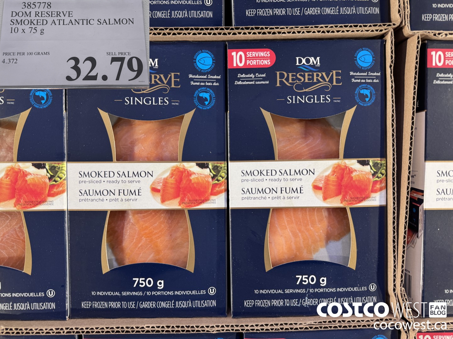 385778 DOM RESERVE SMOKED ATLANTIC SALMON 10 x 75 g $32.79
