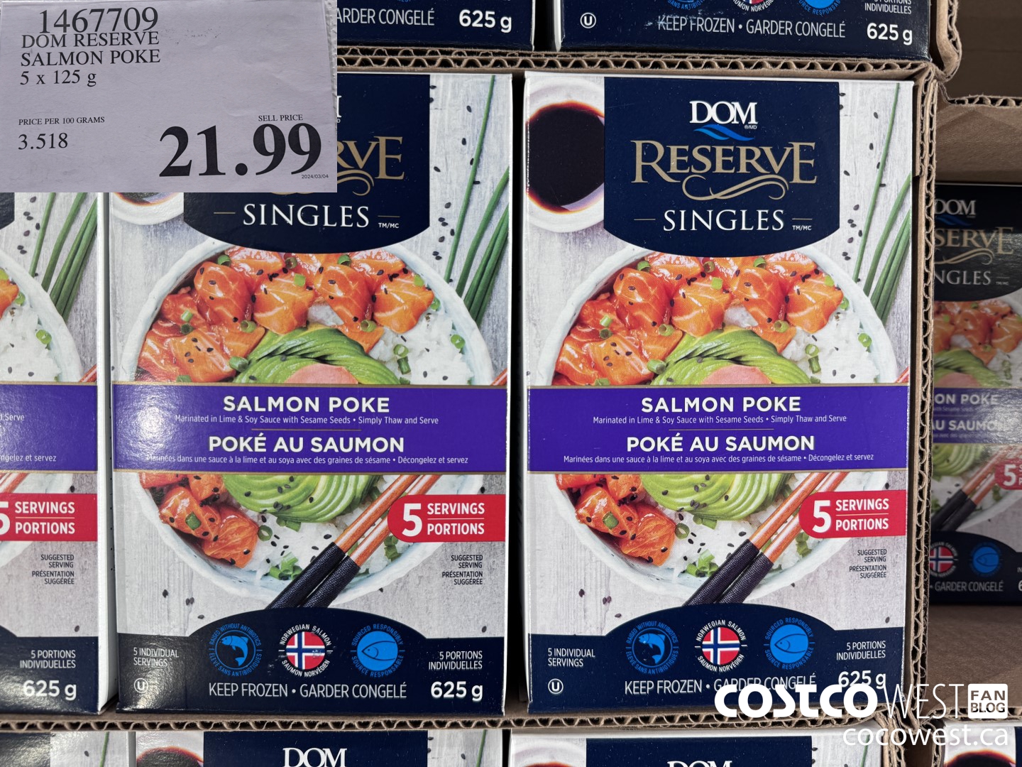 1467709 DOM RESERVE STEELHEAD SALMON POKE 5 x 125 g $21.99