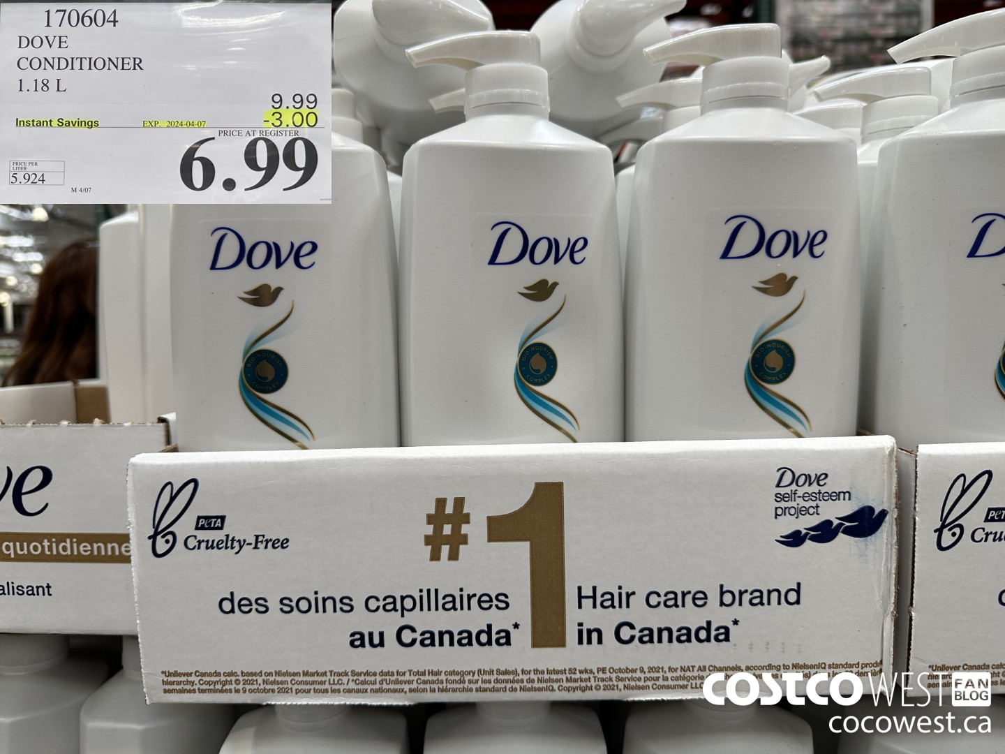 170604 DOVE CONDITIONER 1.18 L ($3.00 INSTANT SAVINGS EXPIRES ON 2024-04-07) $6.99