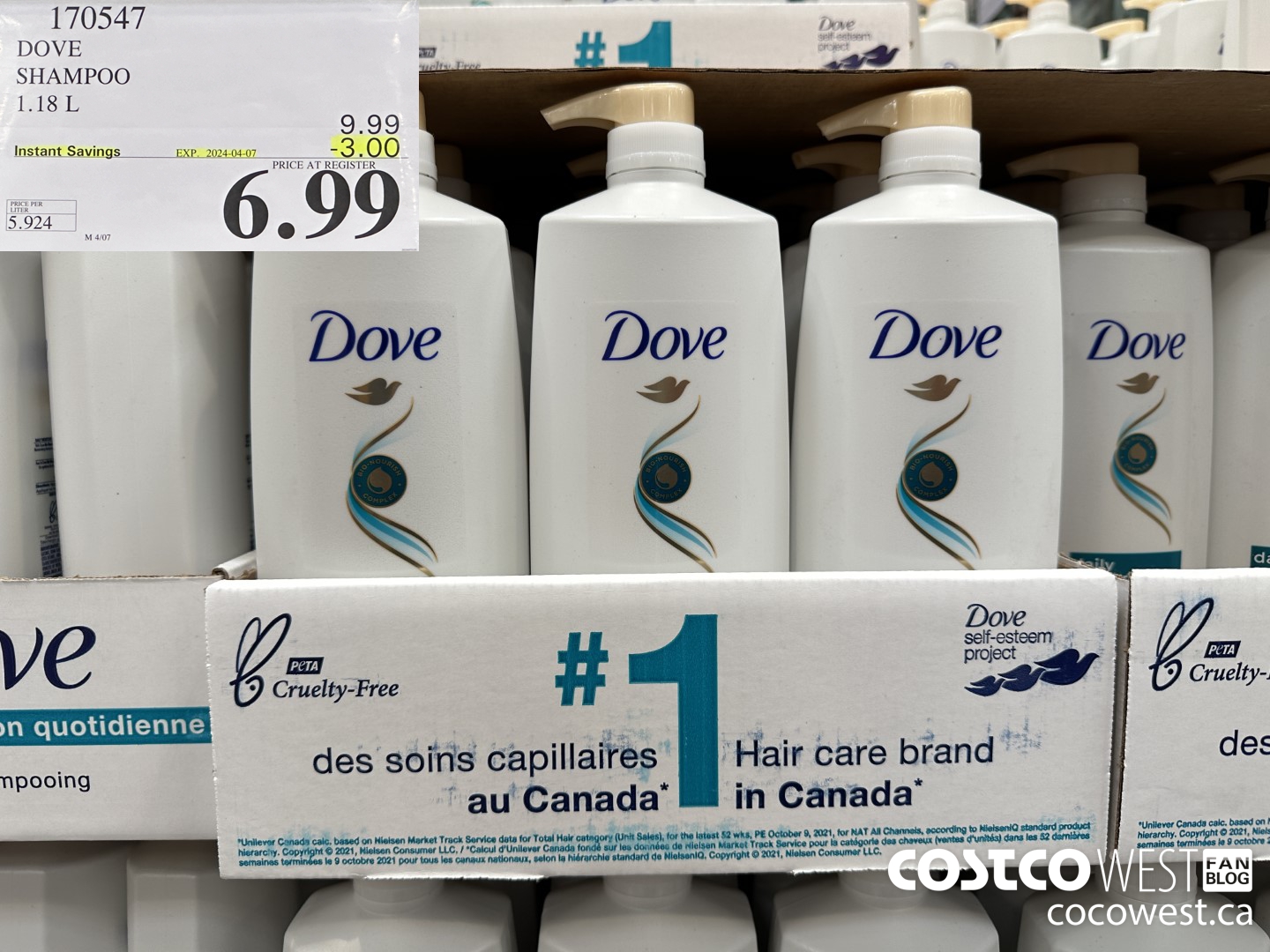 170547 DOVE SHAMPOO 1.18 L  ($3.00 INSTANT SAVINGS EXPIRES ON 2024-04-07) $6.99