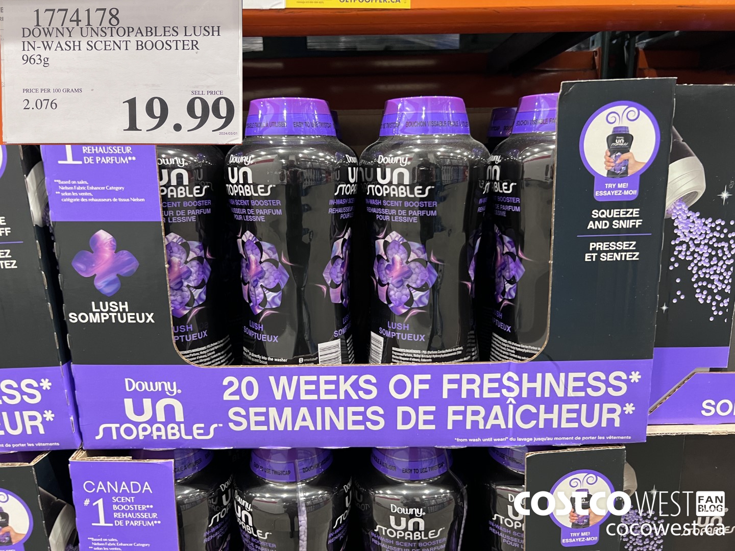 1774178 DOWNY UNSTOPABLES LUSH IN-WASH SCENT BOOSTER 963G $19.99