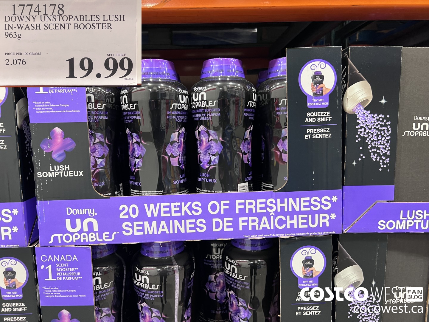 1774178 DOWNY UNSTOPABLES LUSH IN-WASH SCENT BOOSTER 963G $19.99