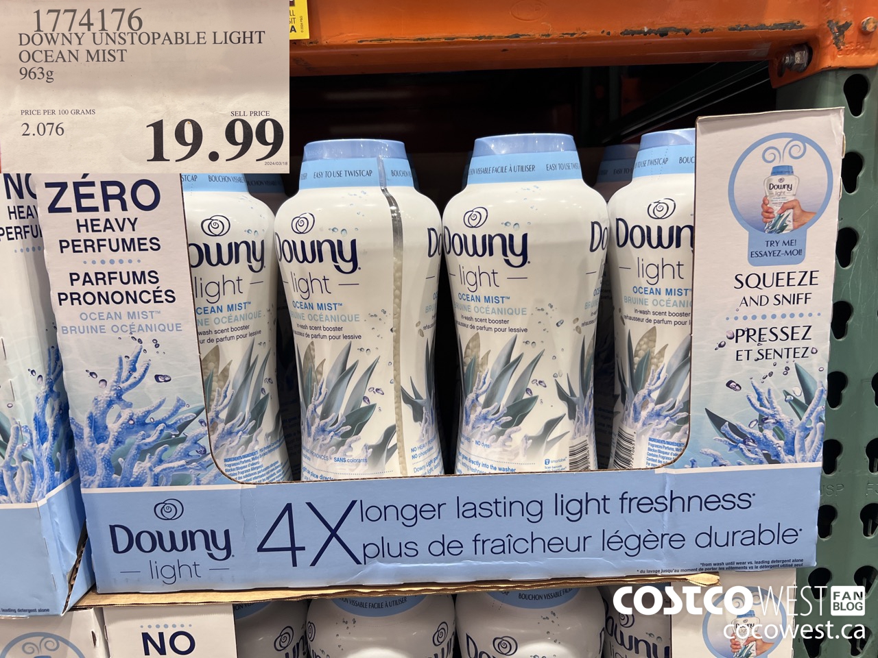 1774176 DOWNY UNSTOPABLE LIGHT OCEAN MIST 963G $19.99