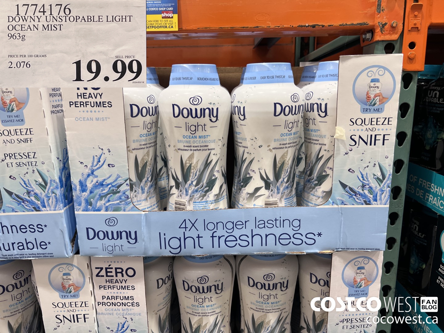 1774176 DOWNY UNSTOPABLE LIGHT OCEAN MIST 963G $19.99