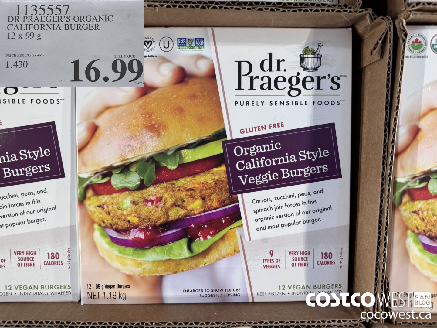 1135557 DR PRAEGER'S ORGANIC CALIFORNIA BURGER 12 x 99 g $16.99