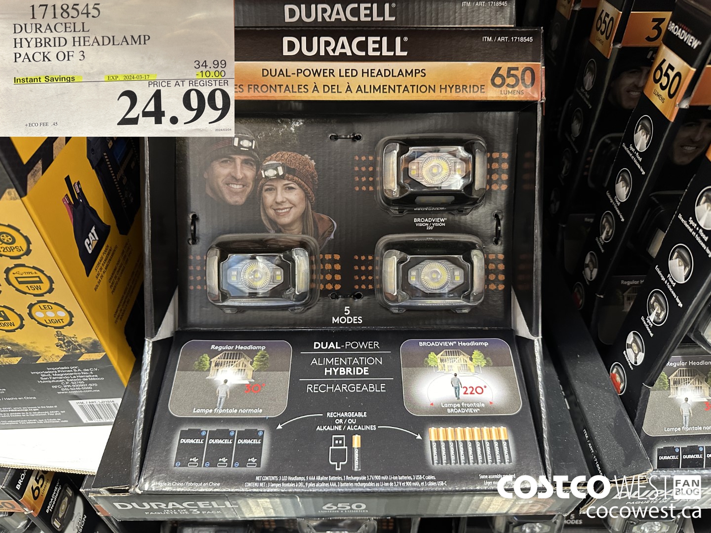 1718545 DURACELL HYBRID HEADLAMP PACK OF 3 ($10.00 INSTANT SAVINGS EXPIRES ON 2024-03-17) $24.99