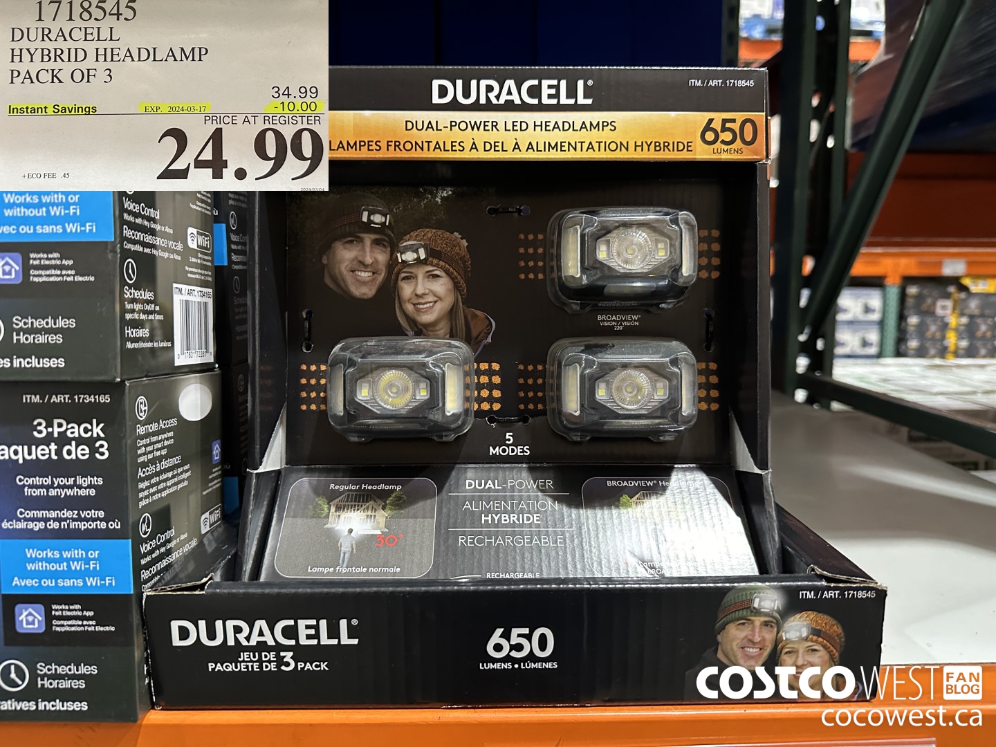 1718545 DURACELL HYBRID HEADLAMP PACK OF 3 ($10.00 INSTANT SAVINGS EXPIRES ON 2024-03-17) $24.99