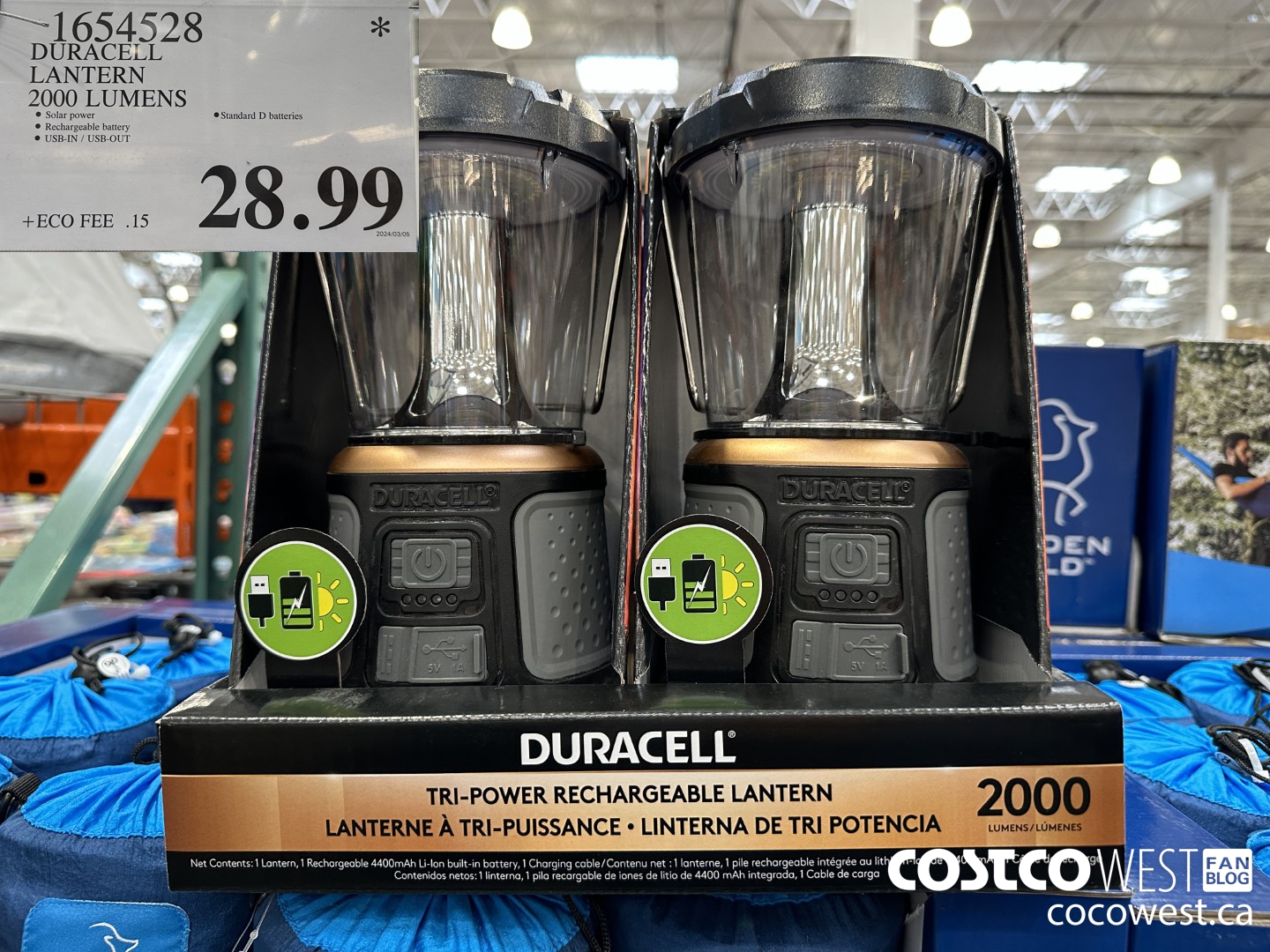 1654528 DURACELL LANTERN 2000 LUMENS $28.99