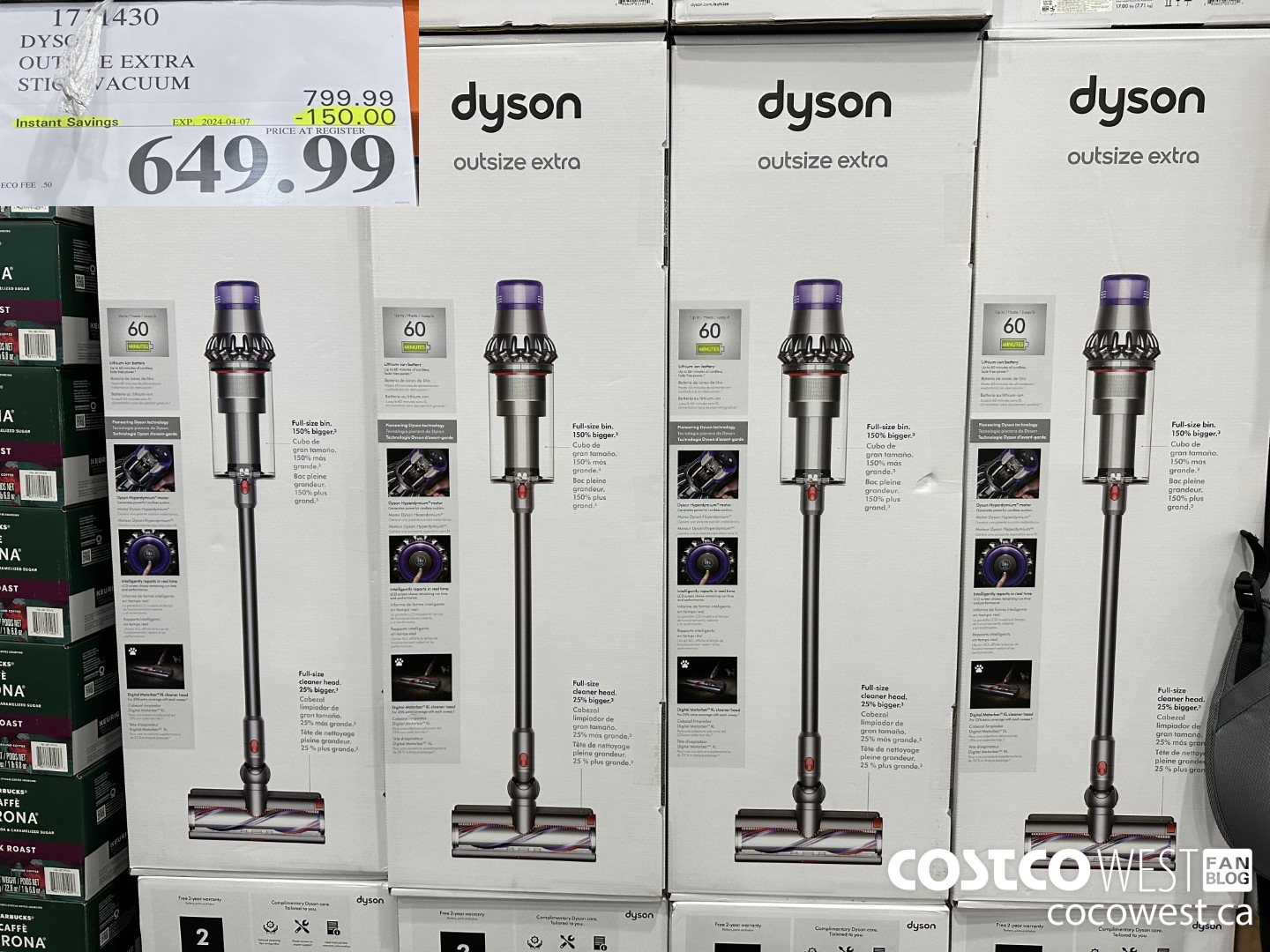 1711430 DYSON OUTSIZE EXTRA STICK VACUUM ($150.00 INSTANT SAVINGS EXPIRES ON 2024-04-07) $649.99