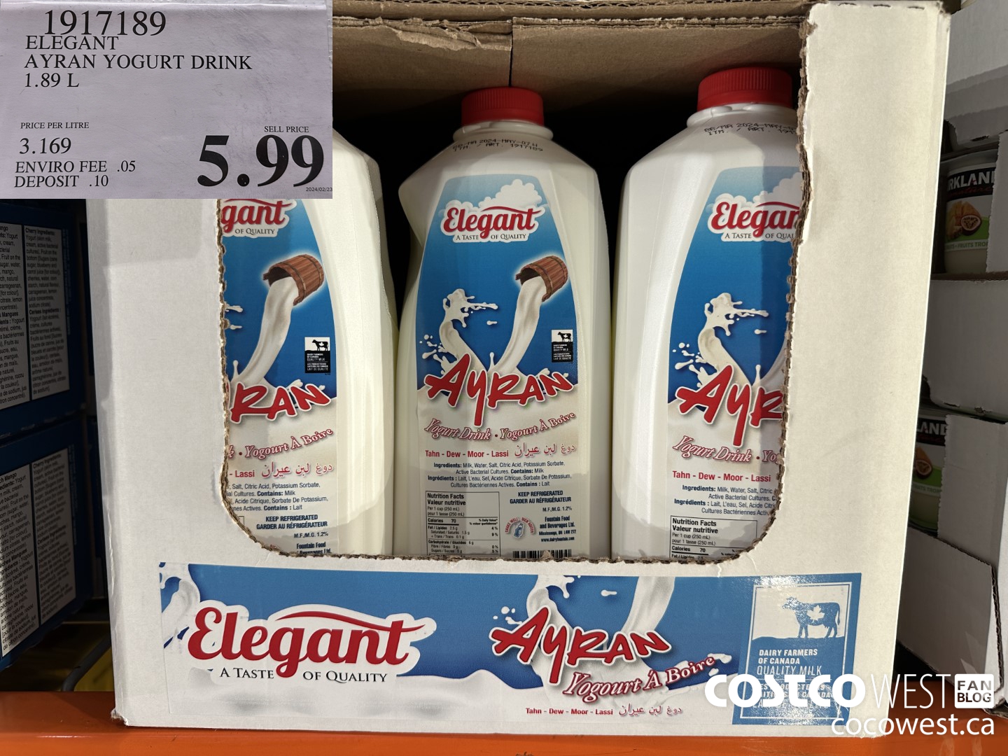 1917189 ELEGANT AYRAN YOGURT DRINK 1.89L $5.99