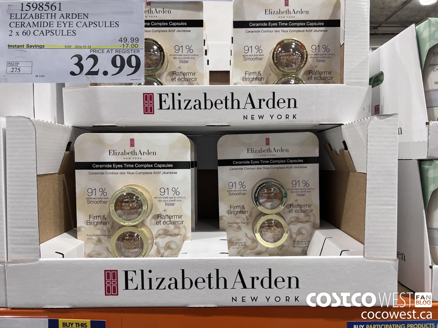 1598561 ELIZABETH ARDEN CERAMIDE EYE CAPSULES 2 X 60 CAPSULES ($17.00 INSTANT SAVINGS EXPIRES ON 2024-03-24) $32.99