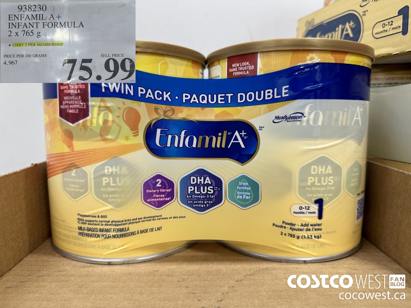 938230 ENFAMIL A+ INFANT FORMULA 2 X 765 G $75.99