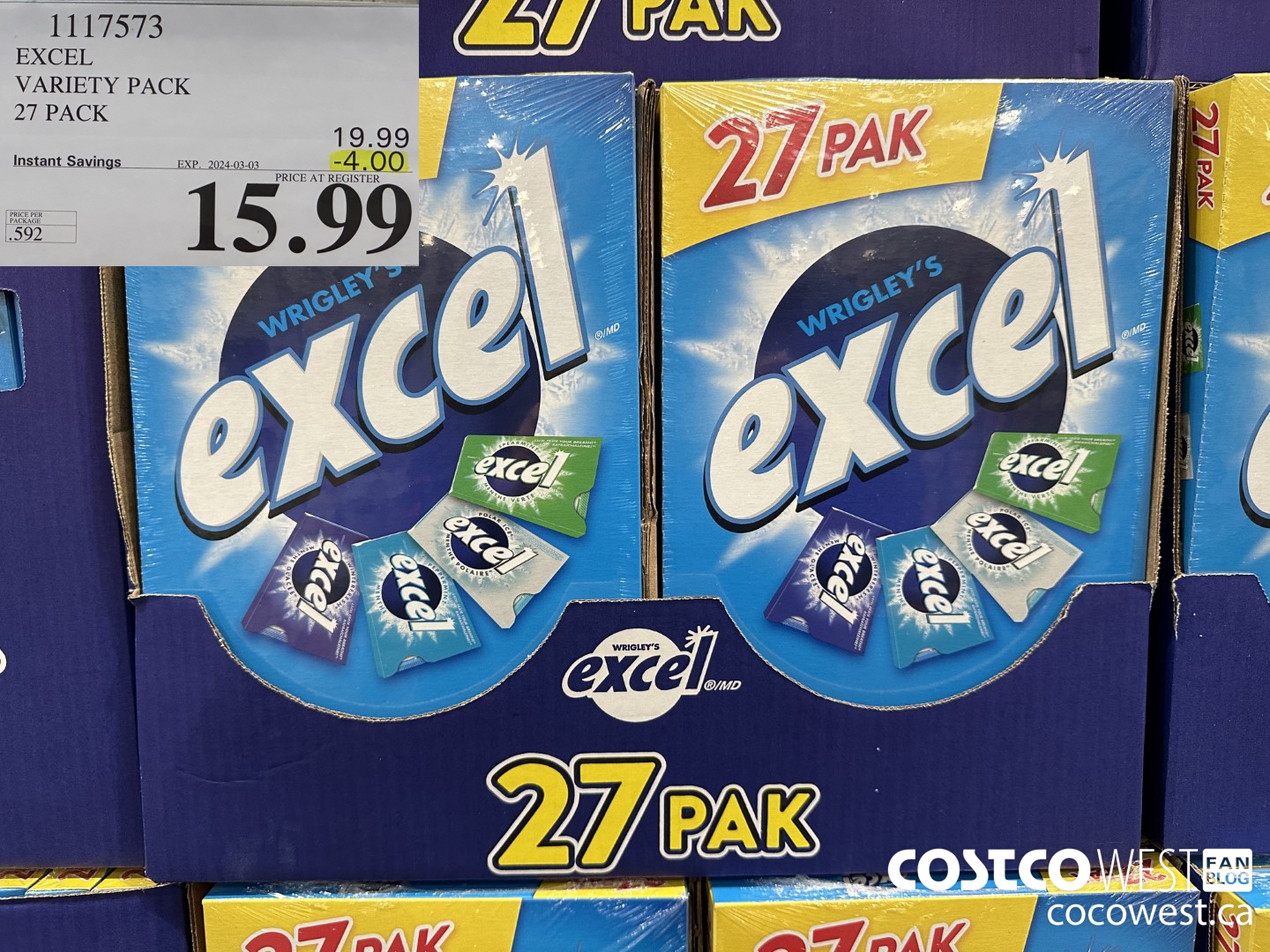 1117573 EXCEL VARIETY PACK 27 PACK ($4.00 INSTANT SAVINGS EXPIRES ON 2024-03-03) $15.99