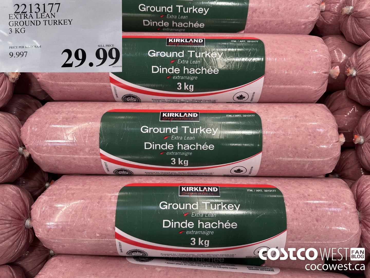 2213177 EXTRA LEAN GROUND TURKEY 3 KG $29.99