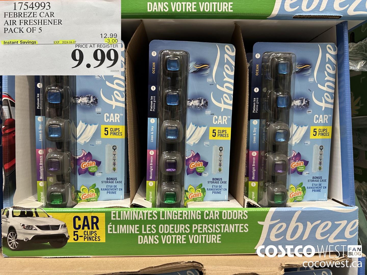 1754993 FEBREEZE CAR AIR FRESHENER PACK OF 5 ($3.00 INSTANT SAVINGS EXPIRES ON 2024-04-07) $9.99