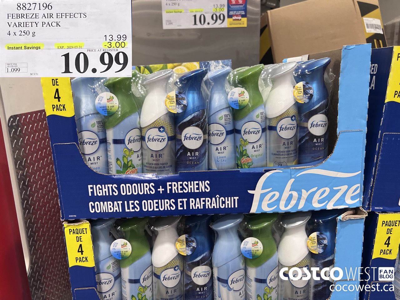 8827196 FEBREZE AIR EFFECTS VARIETY PACK 4 X 250 G ($3.00 INSTANT SAVINGS EXPIRES ON 2024-03-31) $10.99