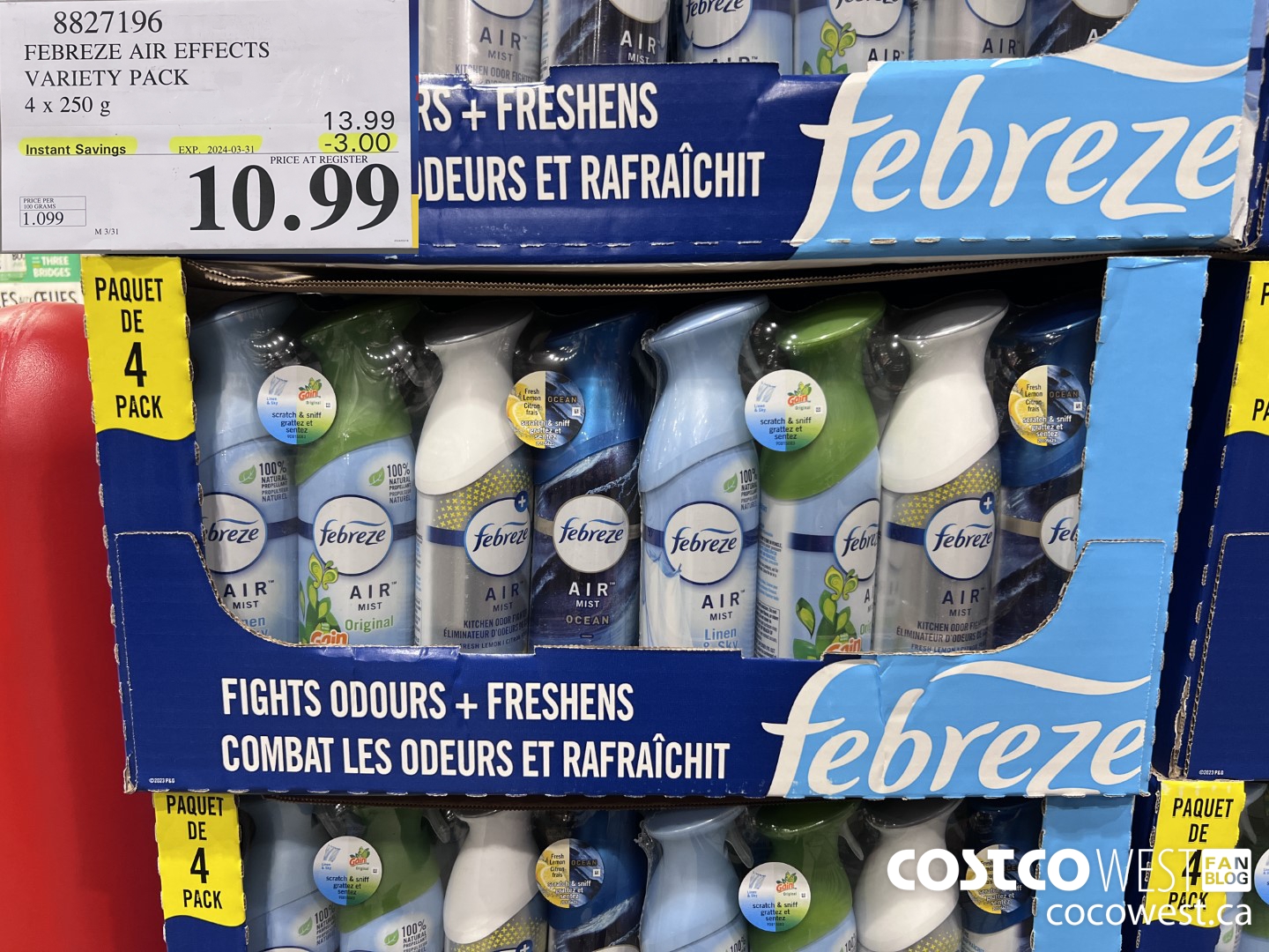 8827196 FEBREZE AIR EFFECTS VARIETY PACK 4 X 250 G ($3.00 INSTANT SAVINGS EXPIRES ON 2024-03-31) $10.99