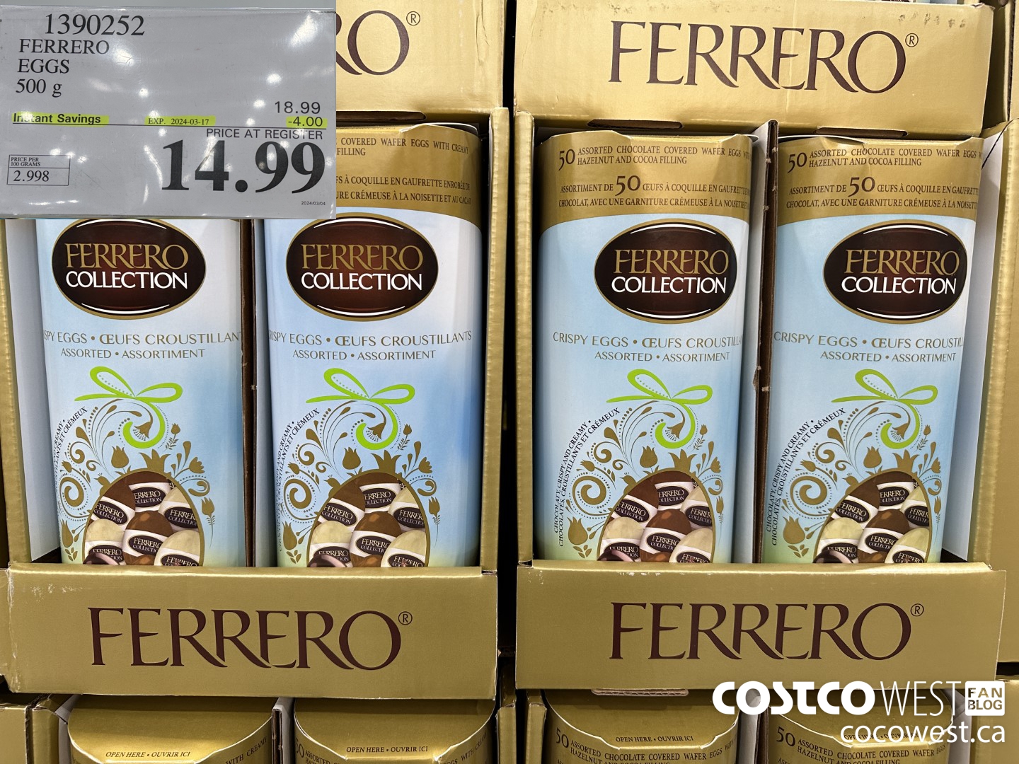 1390252 FERRERO EGGS 500 g ($4.00 INSTANT SAVINGS EXPIRES ON 2024-03-17) $14.99