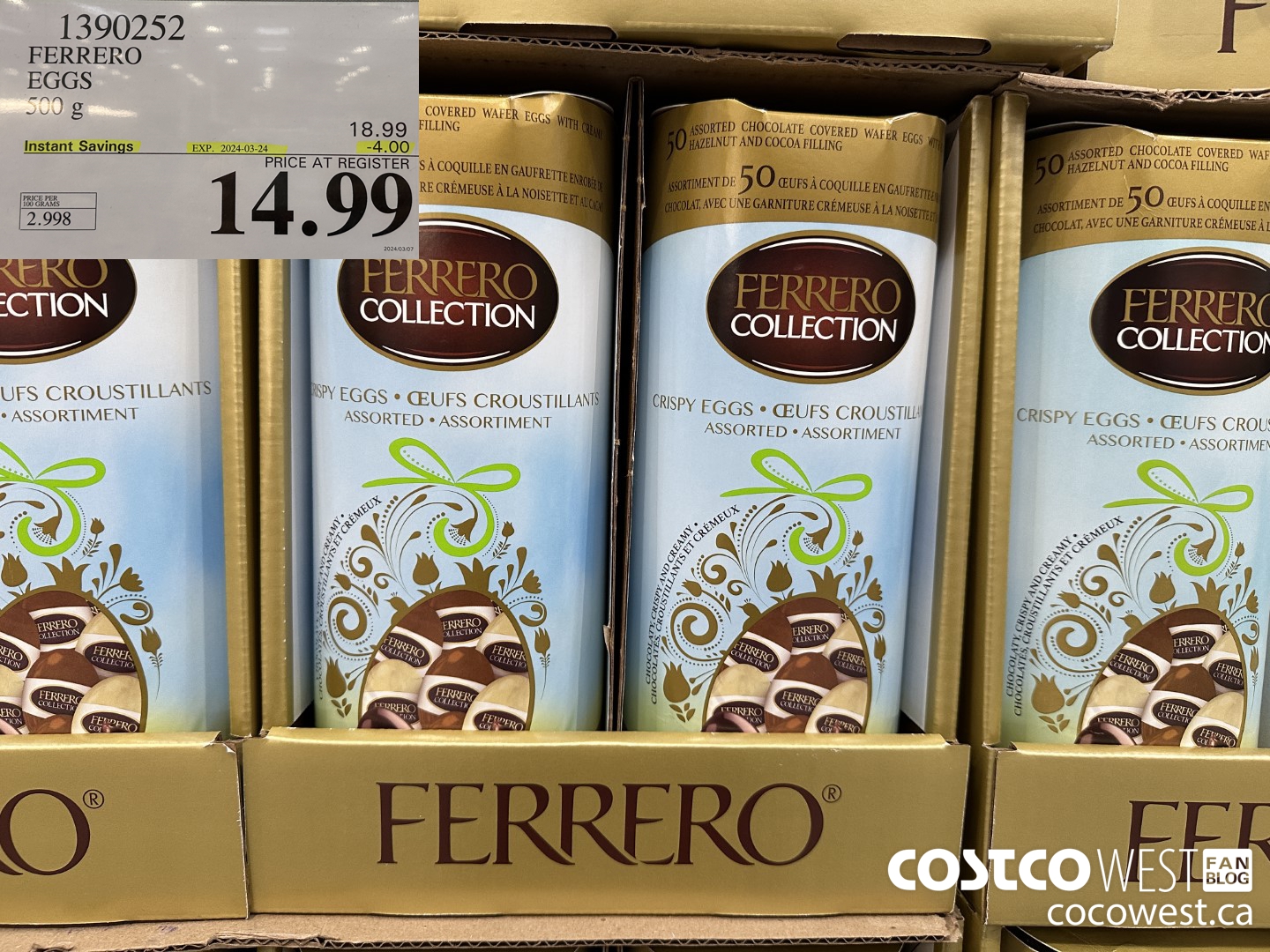 1390252 FERRERO EGGS 500 g ($4.00 INSTANT SAVINGS EXPIRES ON 2024-03-24) $14.99