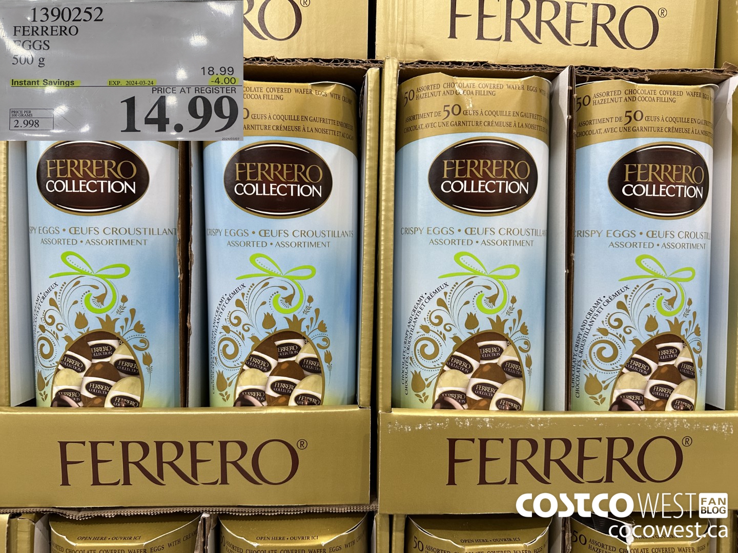 1390252 FERRERO EGGS 500 g ($4.00 INSTANT SAVINGS EXPIRES ON 2024-03-24) $14.99