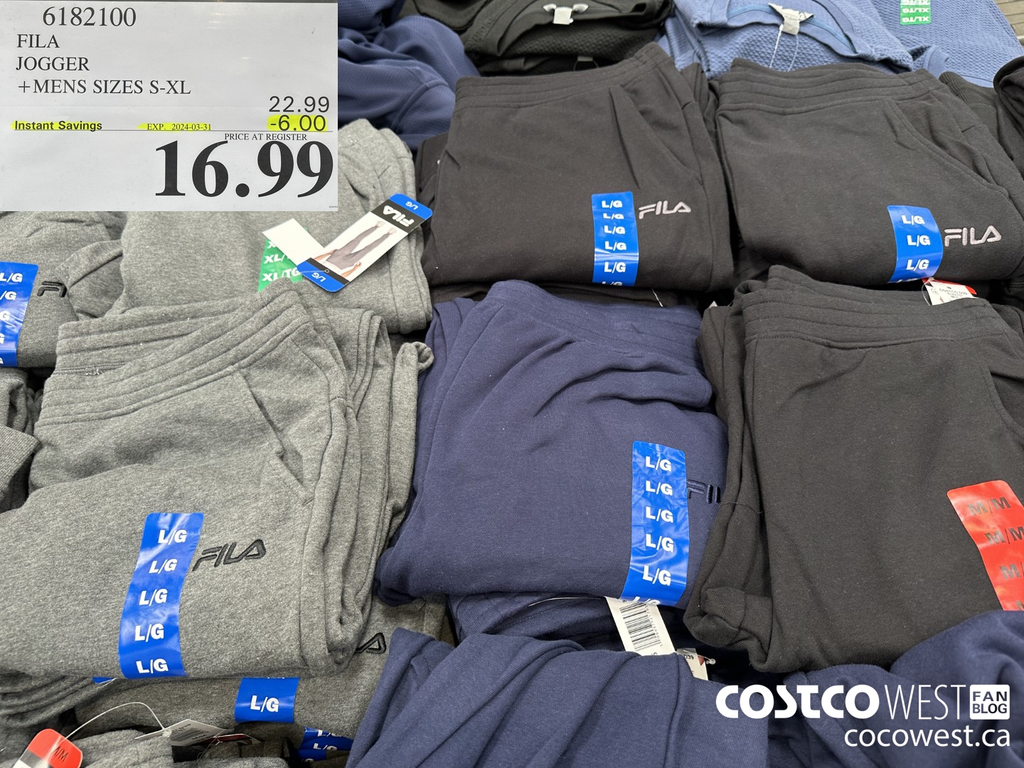 6182100 FILA JOGGER MENS SIZES S-XL ($6.00 INSTANT SAVINGS EXPIRES ON 2024-03-31) $16.99