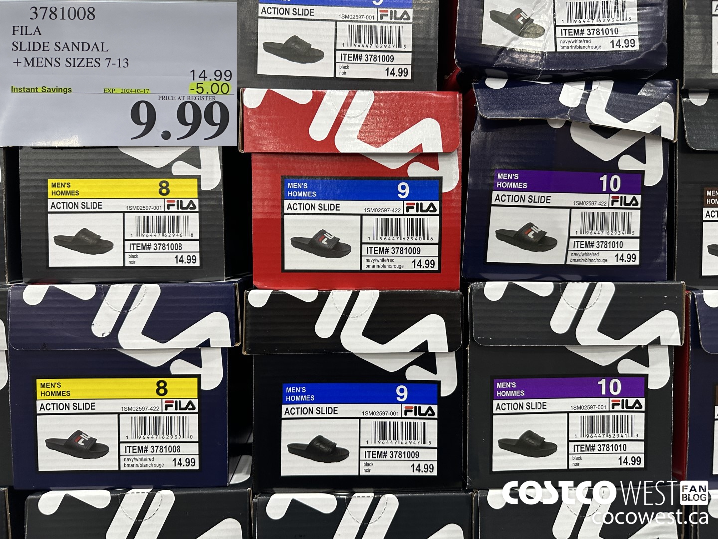 3781008 FILA SLIDE SANDAL MENS SIZES 7-13 ($5.00 INSTANT SAVINGS EXPIRES ON 2024-03-17) $9.99