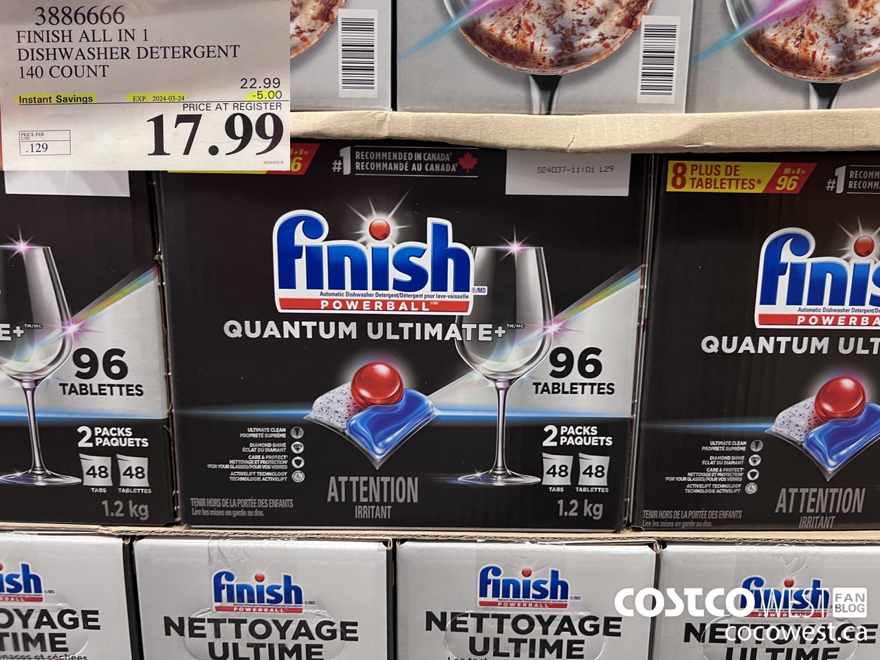 3886666 FINISH ALL IN 1 DISHWASHER DETERGENT 140 COUNT ($5.00 INSTANT SAVINGS EXPIRES ON 2024-03-24) $17.99