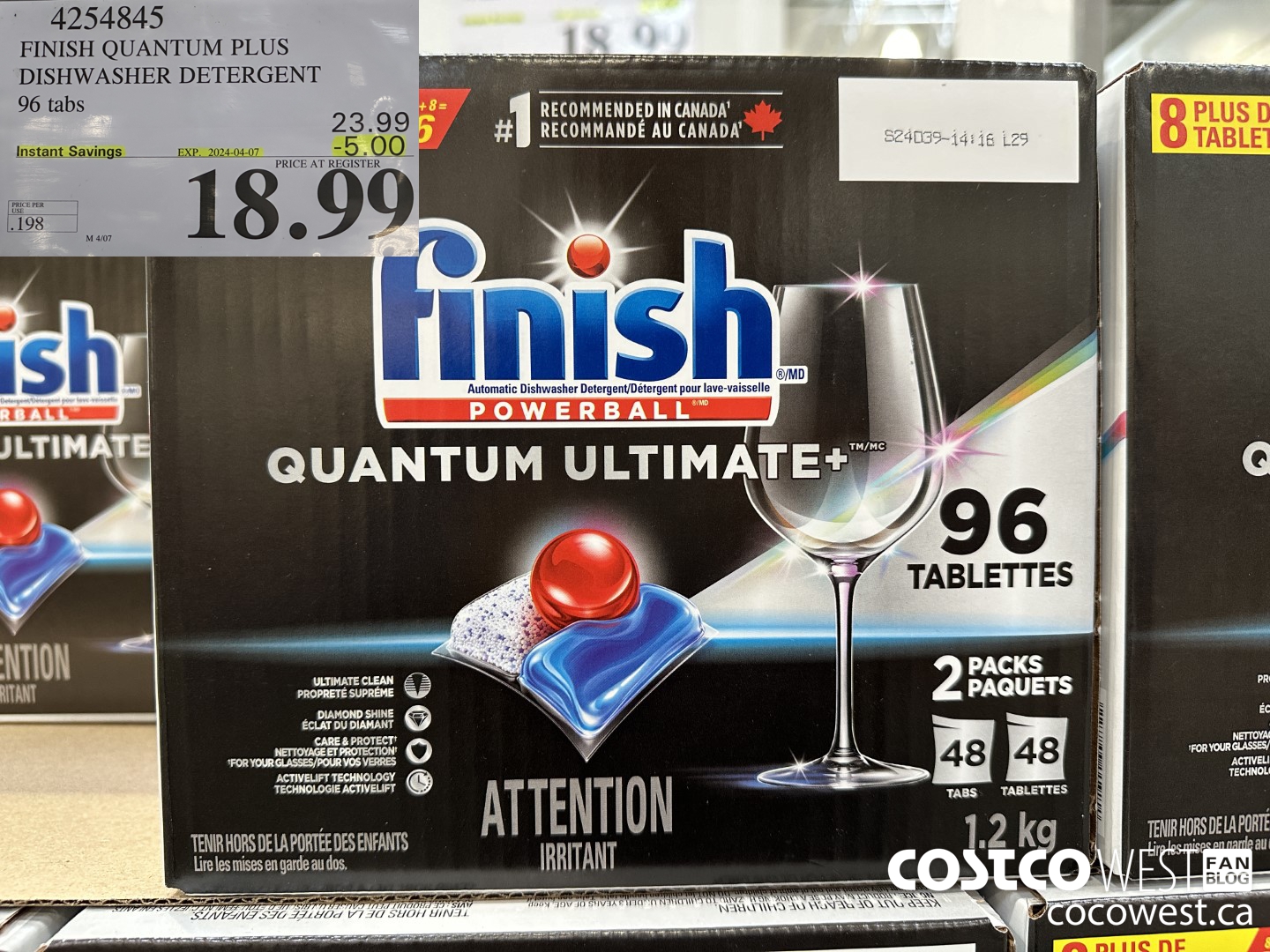 4254845 FINISH QUANTUM PLUS DISHWASHER DETERGENT 96 TABS ($5.00 INSTANT SAVINGS EXPIRES ON 2024-04-07) $18.99